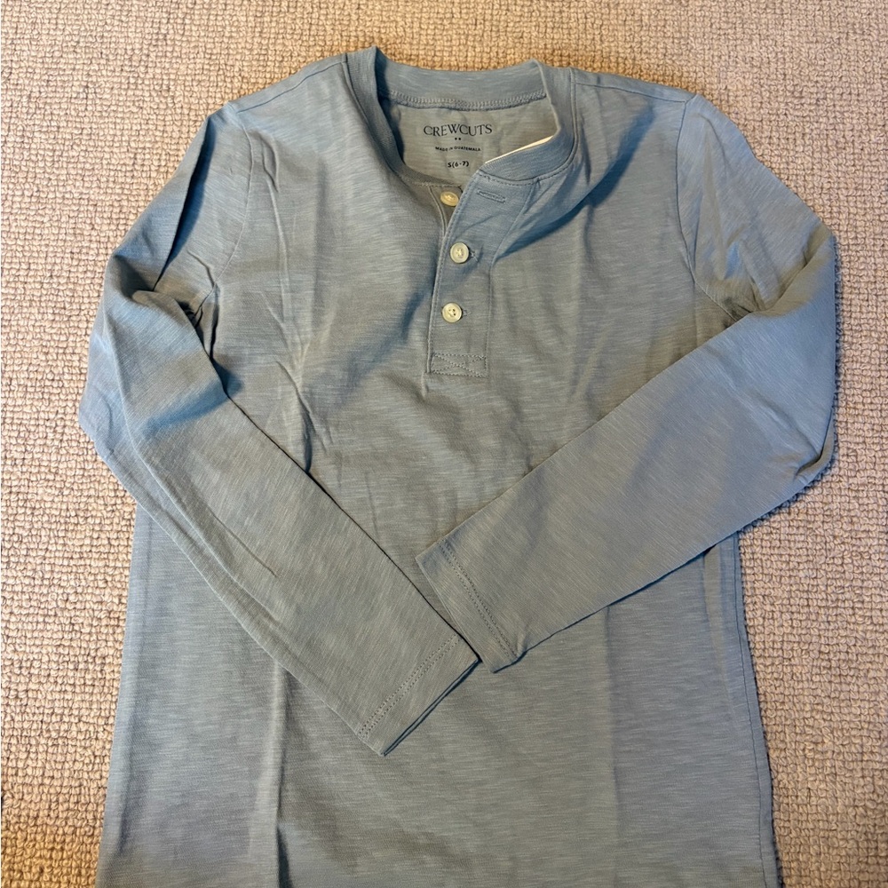 Bundle of Crewcuts Kids' Long Sleeve Tees - Green, Blue, and White (Size 6-7) - Picture 4 of 7